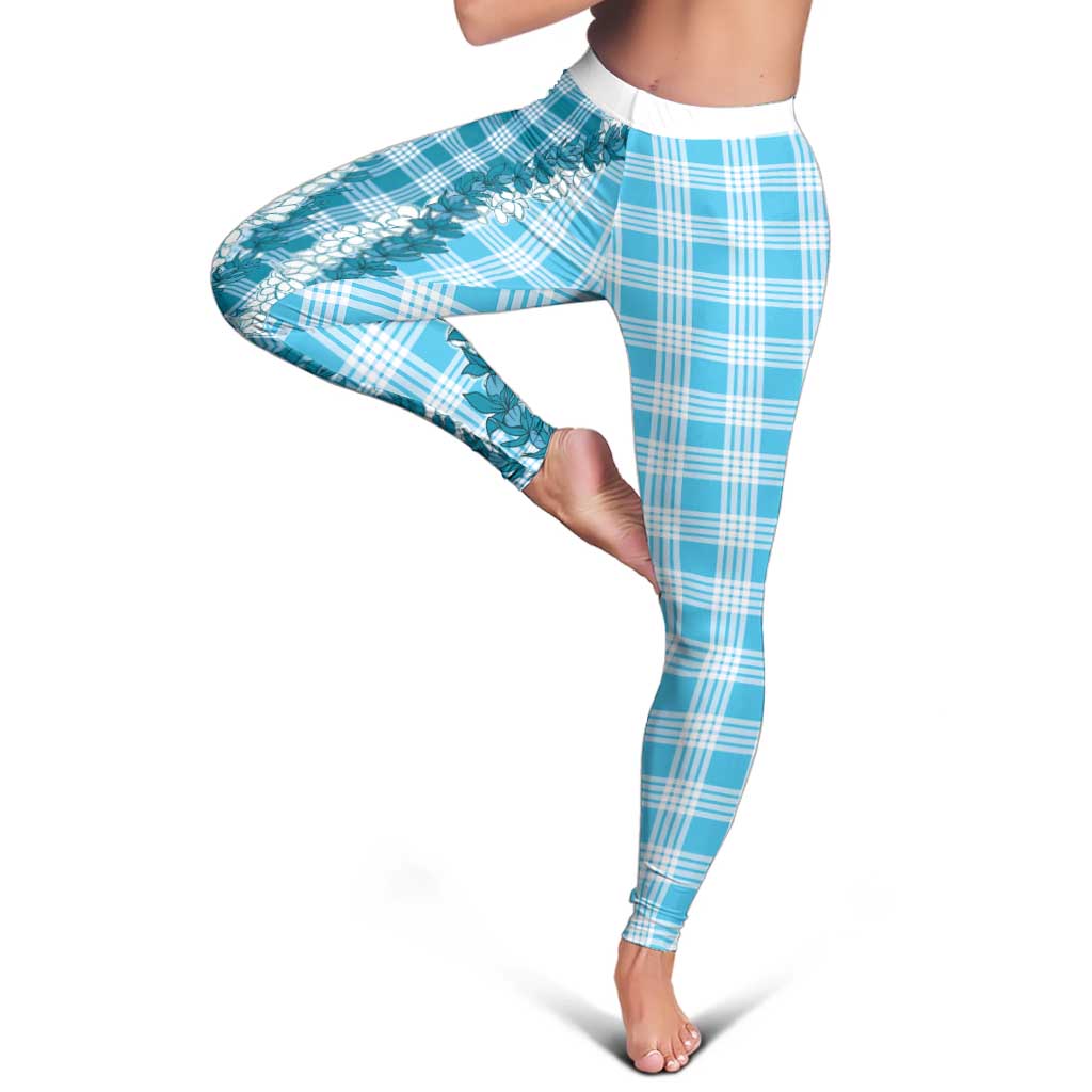 Blue Hawaii Palaka Leggings Hawaiian Honohono Lei