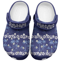 Blue Hawaii Palm Tree Hibiscus Clogs Shoes Fantasy Summer Vibe LT01 Blue - Polynesian Pride