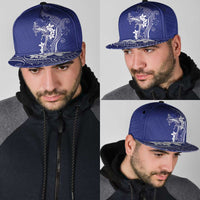 Blue Hawaii Snapback Cap Hammerhead Shark Tattoo Curve Polynesian - Polynesian Pride