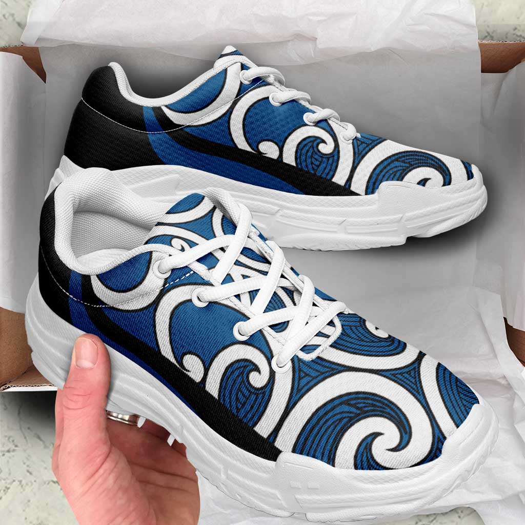 Blue Maori Koru New Zealand Chunky Sneakers
