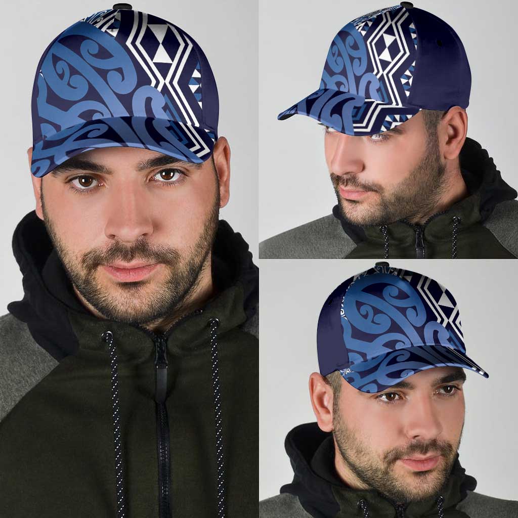 Blue New Zealand Classic Cap Aotearoa Kowhaiwhai Mix Taniko Art LT14