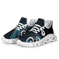 Blue New Zealand Clunky Sneakers Aotearoa Silver Fern With Manaia Maori Unique