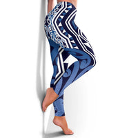 Blue New Zealand Leggings Aotearoa Kowhaiwhai Mix Taniko Art LT14
