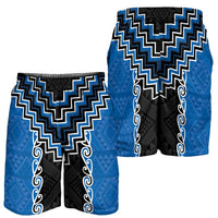 Blue Niho Taniwha Mix Poutama Shorts for Men Unique Taniko Aotearoa - Polynesian Pride