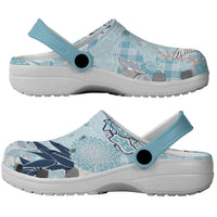 Blue Palaka Crane and Flowers Clogs Shoes Japan Heritage Spirit - Polynesian Pride