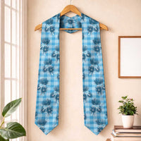 Blue Palaka Hawaii Graduation Stole Hawaiian Lehua Blossoms