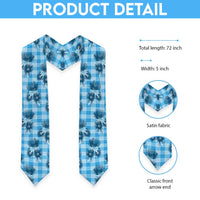 Blue Palaka Hawaii Graduation Stole Hawaiian Lehua Blossoms