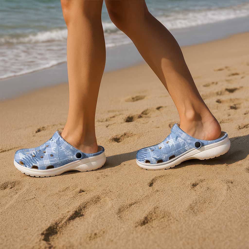 Blue Palaka Hawaii Palapalai Clogs Shoes Hawaiian Fern