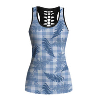 Blue Palaka Hawaii Palapalai Hollow Tank Top Hawaiian Fern