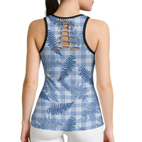 Blue Palaka Hawaii Palapalai Hollow Tank Top Hawaiian Fern