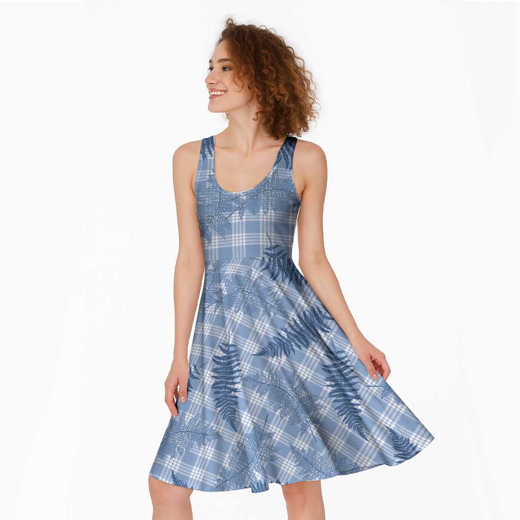 Blue Palaka Hawaii Palapalai Midi Dress Hawaiian Fern