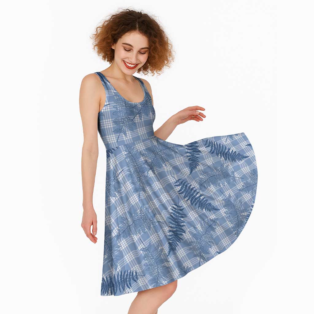 Blue Palaka Hawaii Palapalai Midi Dress Hawaiian Fern
