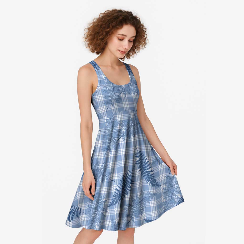 Blue Palaka Hawaii Palapalai Midi Dress Hawaiian Fern