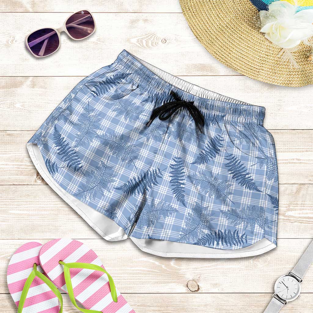 Blue Palaka Hawaii Palapalai Shorts for Women Hawaiian Fern