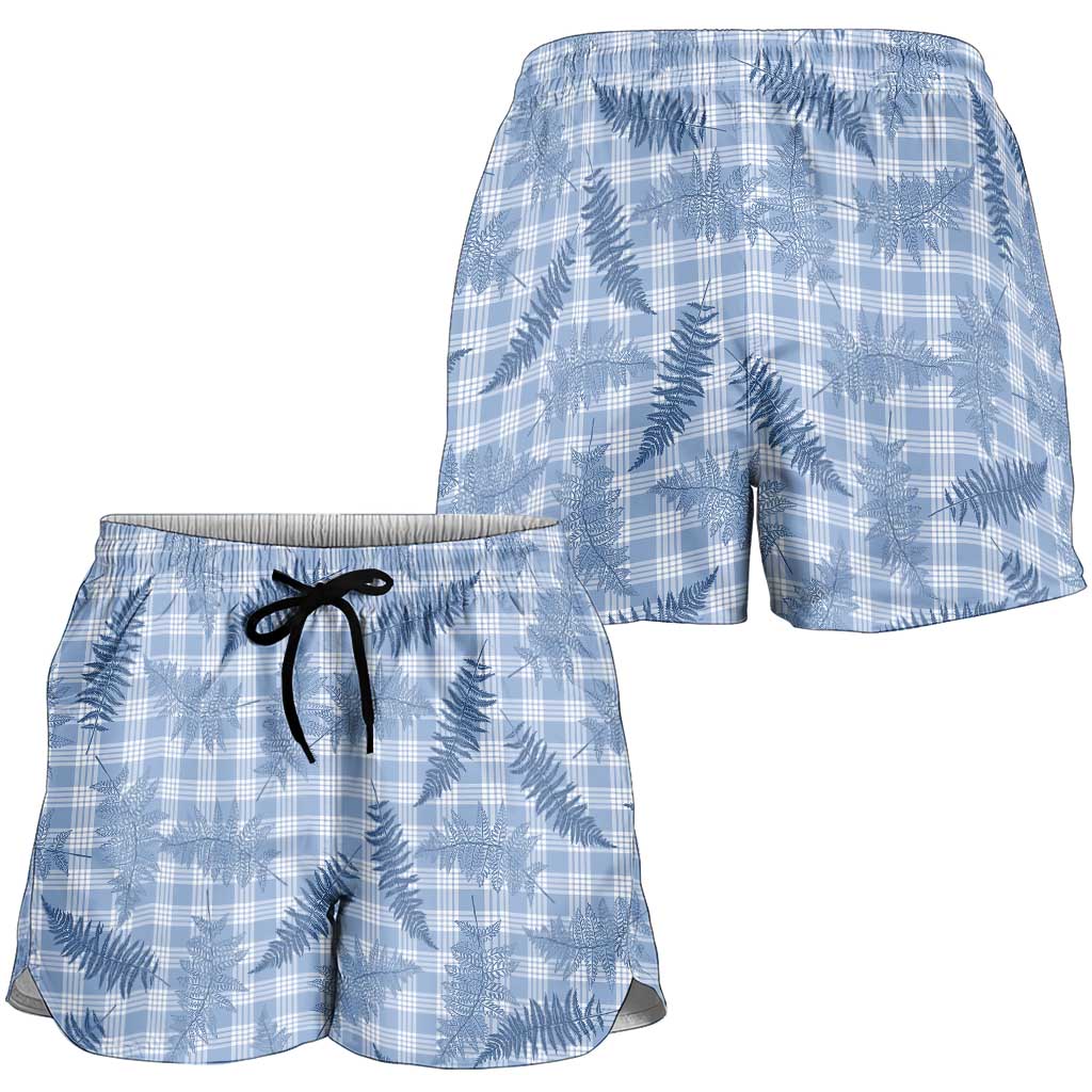 Blue Palaka Hawaii Palapalai Shorts for Women Hawaiian Fern