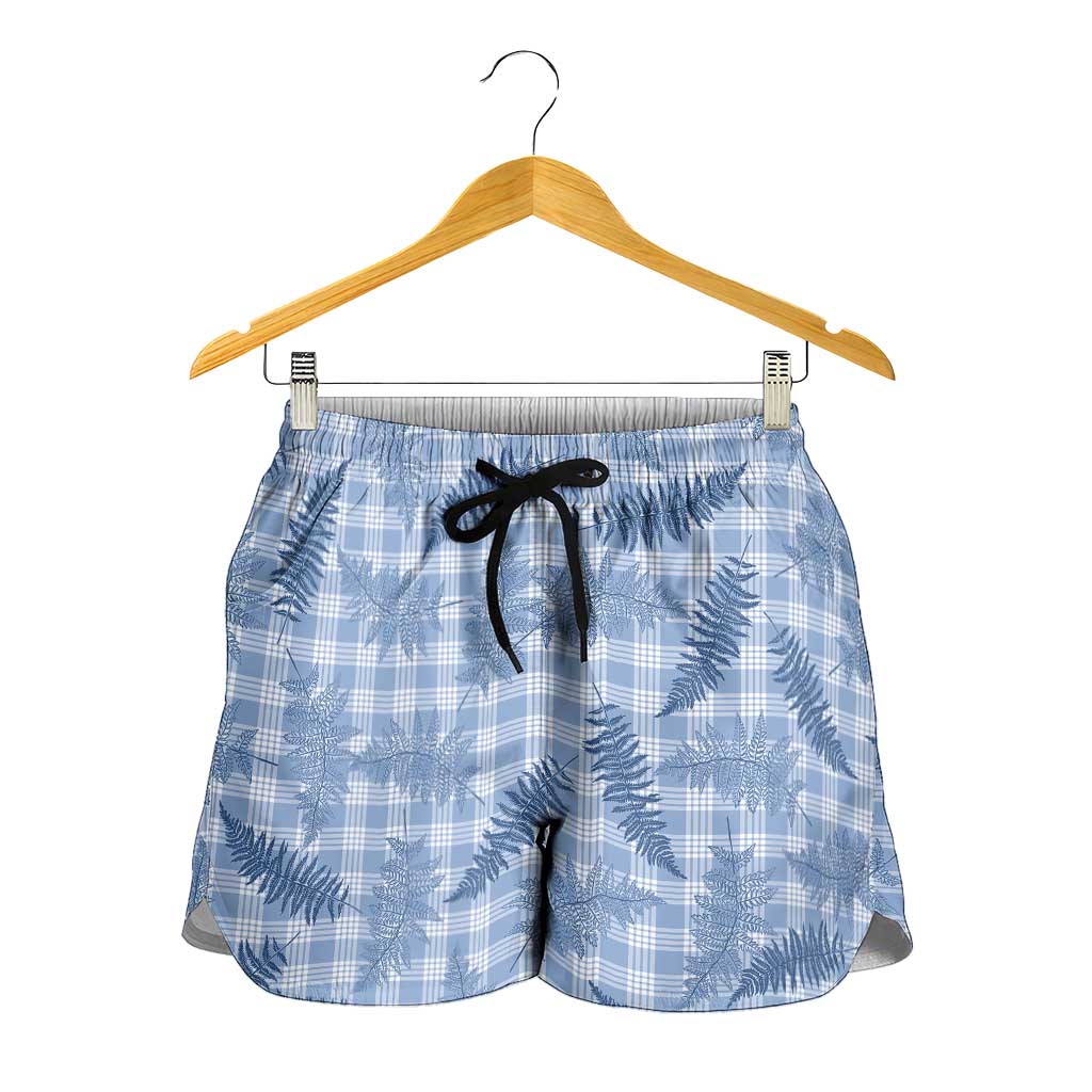 Blue Palaka Hawaii Palapalai Shorts for Women Hawaiian Fern