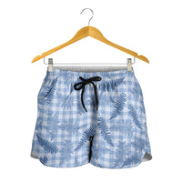Blue Palaka Hawaii Palapalai Shorts for Women Hawaiian Fern