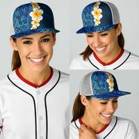 Blue Polynesia Baseball Net Cap Plumeria Tropical Leaves With Galaxy Polynesian Art - Polynesian Pride