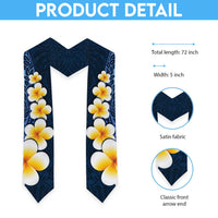 Blue Polynesia Graduation Stole Plumeria Tropical Leaves With Galaxy Polynesian Art