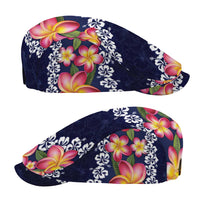 Blue Polynesia Jeff Hat Plumeria With Hibiscus Pattern Tropical Vibes - Polynesian Pride