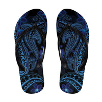 Blue Polynesia Shark Tattoo Flip Flops Polynesian Plumeria - Polynesian Pride