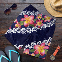 Blue Polynesia Shorts for Men Plumeria With Hibiscus Pattern Tropical Vibes - Polynesian Pride
