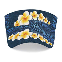 Blue Polynesia Sun Visor Cap Plumeria Tropical Leaves With Galaxy Polynesian Art