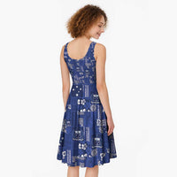 Blue Samoa Manuia Le Kerisimasi Midi Dress Pacific Patchwork Xmas Vibes - Polynesian Pride