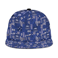 Blue Samoa Manuia Le Kerisimasi Snapback Cap Pacific Patchwork Xmas Vibes - Polynesian Pride
