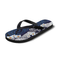 Blue Samoa Tattoo Flip Flops Plumeria Samoan Ocean Tatau Pattern - Polynesian Pride
