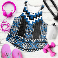 Blue Taniko Aotearoa Women Racerback Tank Niho Taniwha Mix Poutama LT14