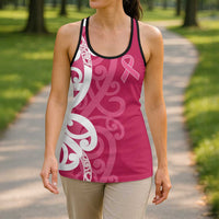 Breast Cancer Awareness Maori Hollow Tank Top Koru Kowhaiwhai - Polynesian Pride