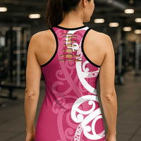 Breast Cancer Awareness Maori Hollow Tank Top Koru Kowhaiwhai - Polynesian Pride