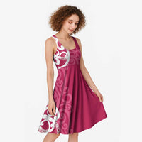 Breast Cancer Awareness Maori Midi Dress Koru Kowhaiwhai - Polynesian Pride