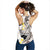 Brown and White Hawaii Shark Tattoo Women Racerback Tank Puakenikeni Lei Plumeria Polynesian Pattern - Polynesian Pride