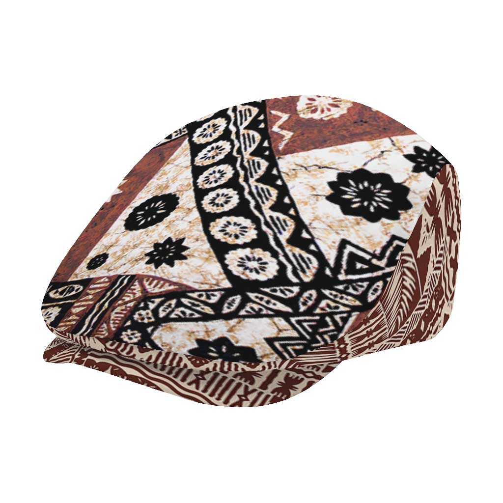 Brown Bula Fiji Jeff Hat Unique Masi Tapa Pattern - Polynesian Pride