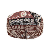 Brown Bula Fiji Jeff Hat Unique Masi Tapa Pattern - Polynesian Pride