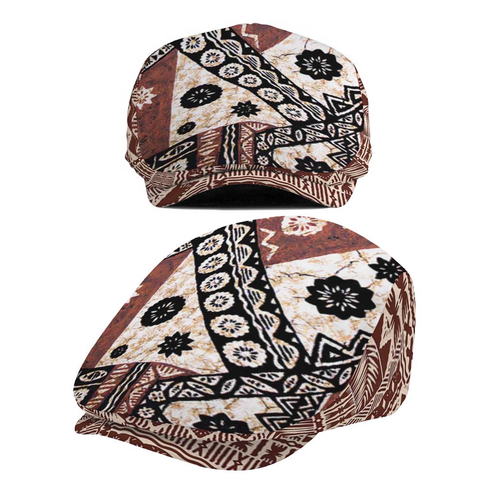 Brown Bula Fiji Jeff Hat Unique Masi Tapa Pattern - Polynesian Pride