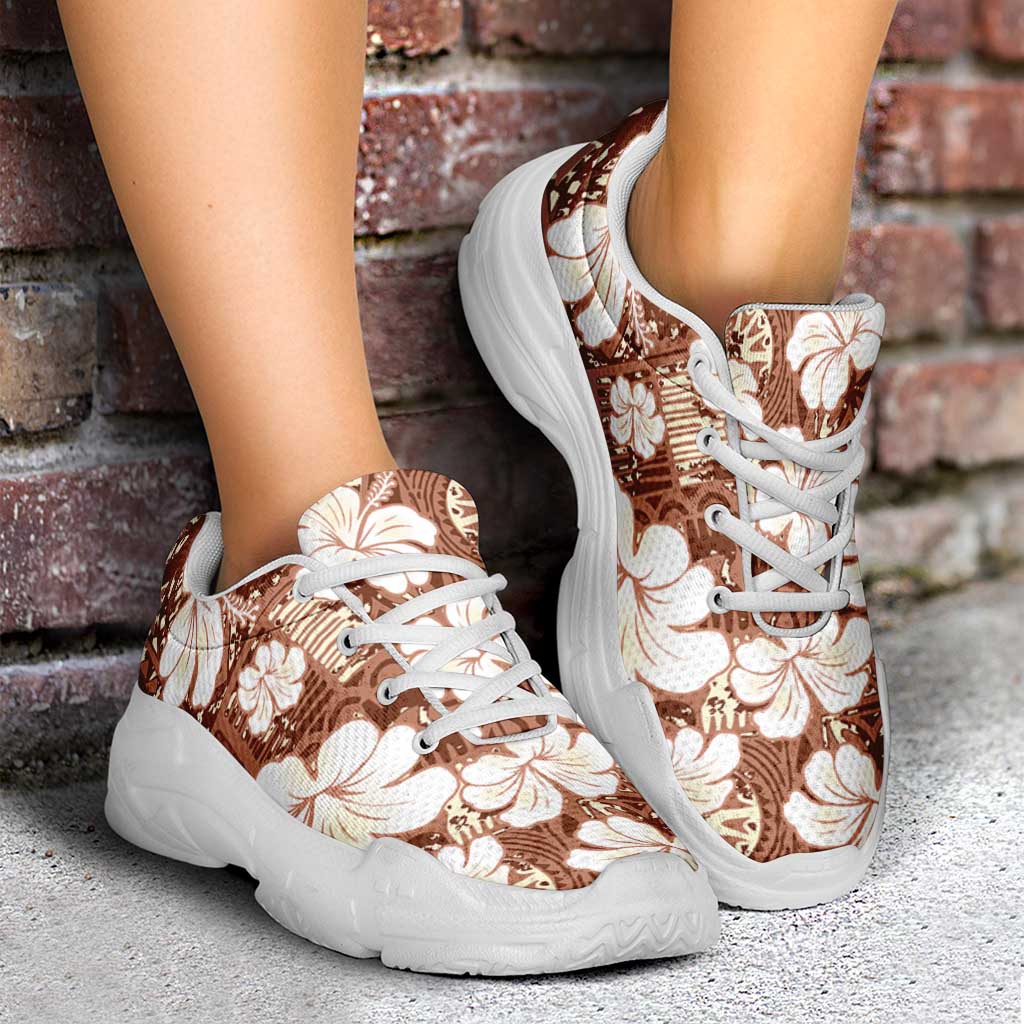 Brown Bula Fiji Masi Hibiscus Seamless Chunky Sneakers
