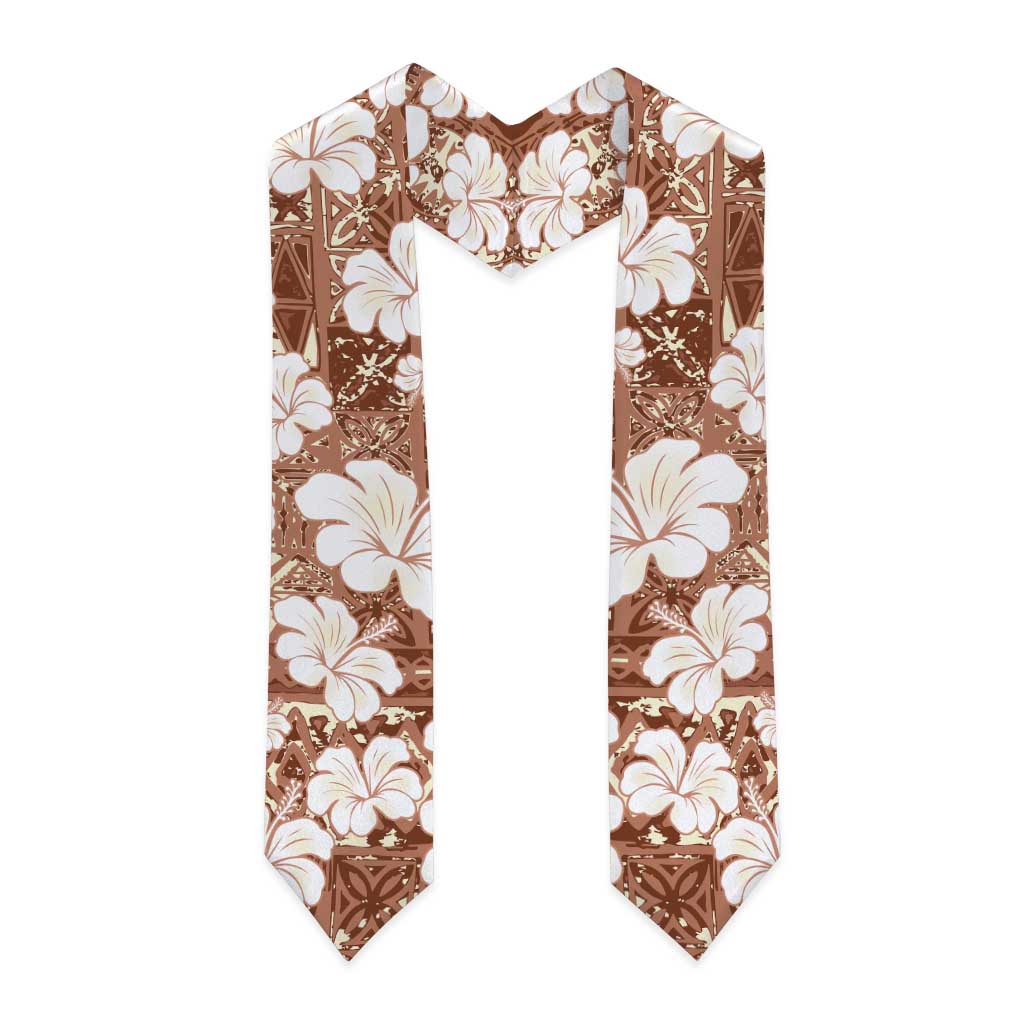 Brown Bula Fiji Masi Hibiscus Seamless Graduation Stole