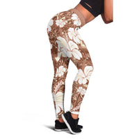 Brown Bula Fiji Masi Hibiscus Seamless Leggings