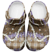 Brown Hawaii Palaka Honohono Pikake Clogs Shoes Hawaiian Orchid Lei Polynesian Pattern - Polynesian Pride