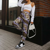 Brown Hawaii Palaka Honohono Pikake Jogger Pants Hawaiian Orchid Lei Polynesian Pattern - Polynesian Pride