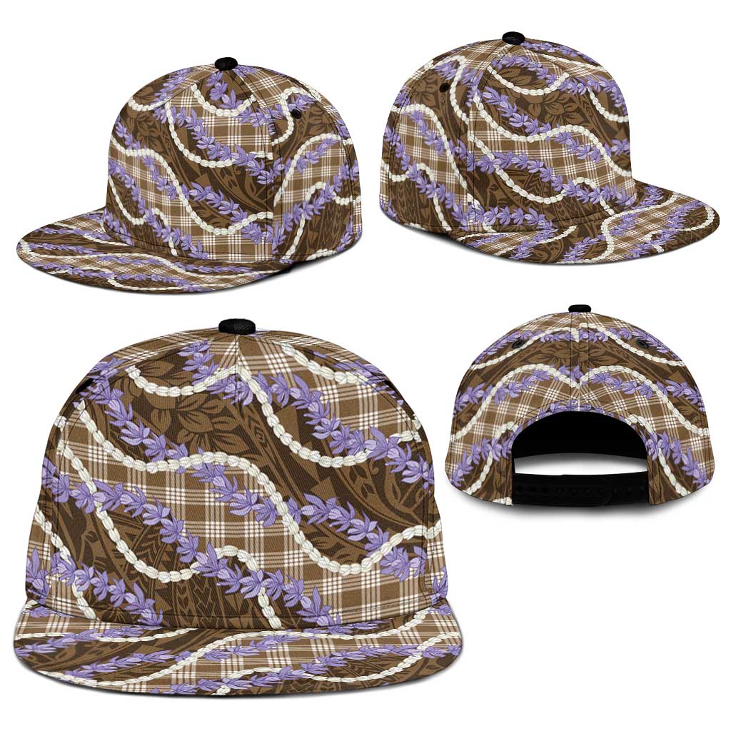 Brown Hawaii Palaka Honohono Pikake Snapback Cap Hawaiian Orchid Lei Polynesian Pattern - Polynesian Pride