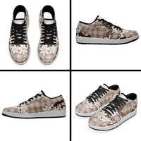 Brown Hawaii Tiare and Shell Lei Low Sneakers Hawaiian Palaka Luxury Vibes - Polynesian Pride