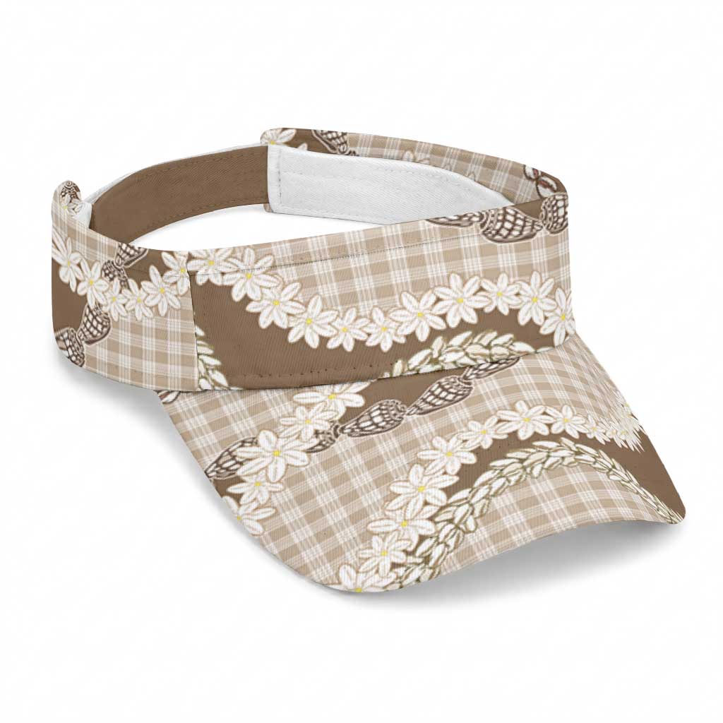 Brown Hawaii Tiare and Shell Lei Sun Visor Cap Hawaiian Palaka Luxury Vibes