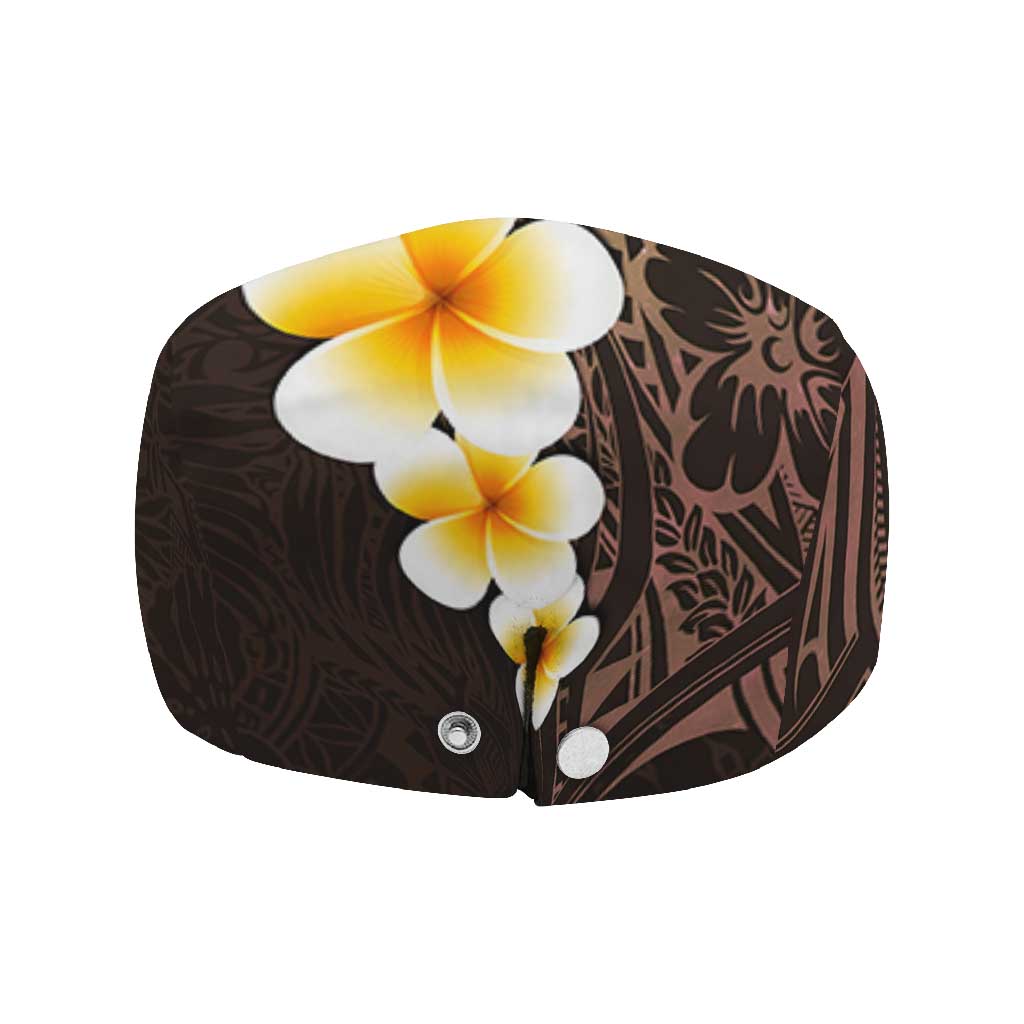 Brown Polynesia Jeff Hat Plumeria Tropical Leaves Galaxy Polynesian Art - Polynesian Pride