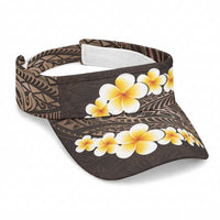 Brown Polynesia Sun Visor Cap Plumeria Tropical Leaves With Galaxy Polynesian Art