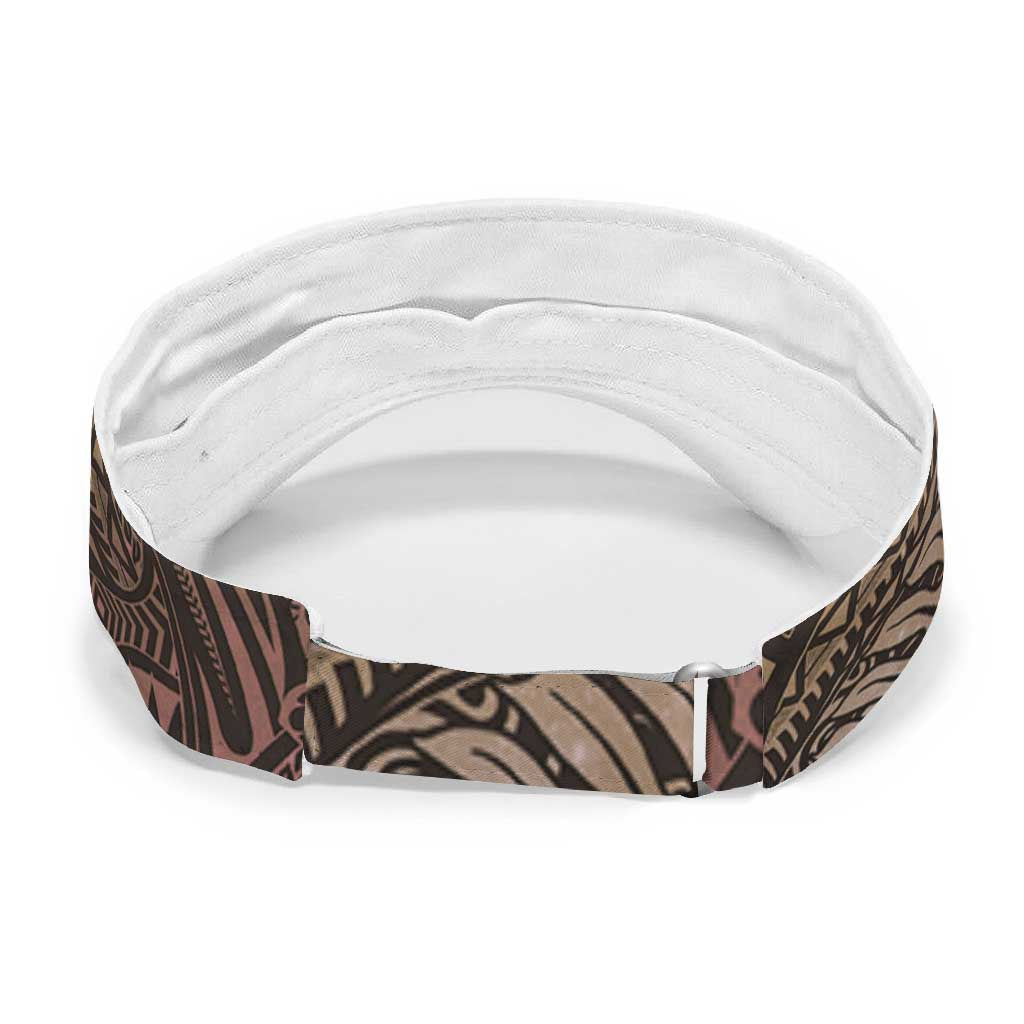Brown Polynesia Sun Visor Cap Plumeria Tropical Leaves With Galaxy Polynesian Art