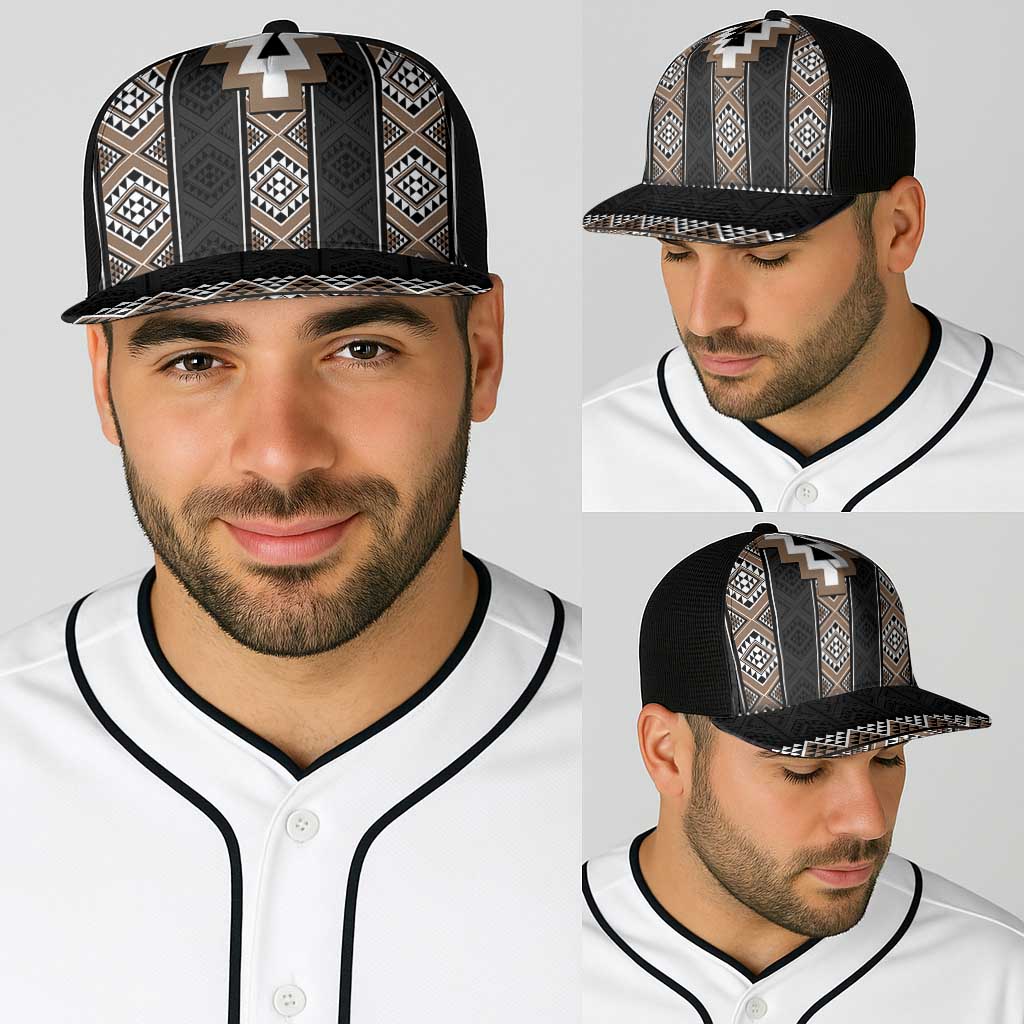 Brown Taniko Aotearoa Baseball Net Cap Niho Taniwha Mix Poutama - Polynesian Pride